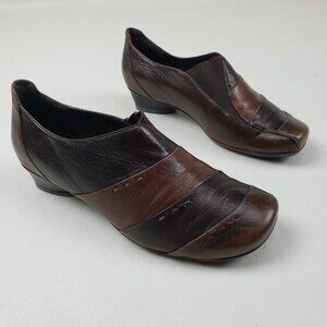 Tamaris Leather Slip On Shoes Brown Womens US 5.5 EU 36 Comfort Loafers Booties